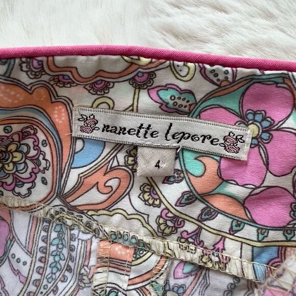 Vintage Y2K Nanette Lepore Retro Pants Wide Leg Flare Flower Power Hippie size 4 - Picture 7 of 8